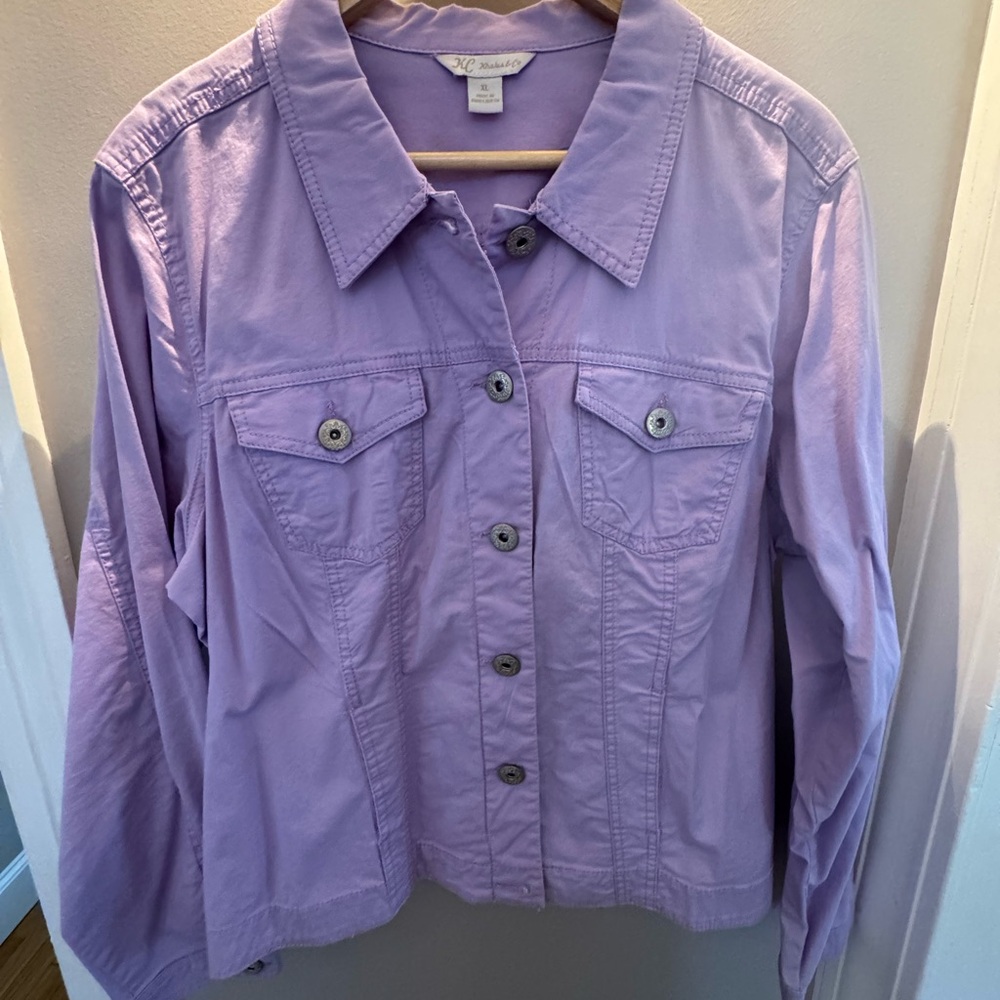 KC COLLECTION by Khaki & Co.  Lavender Button-Front light weight Jean Jacket